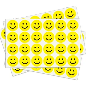 Yellow smiley face reward stickers for kids, decorative self-adhesive emoji labels
