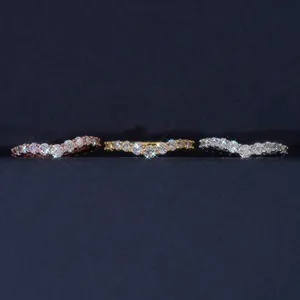 Sparkling Moissanite V-shaped eternity rings in silver, gold, and rose gold finishes