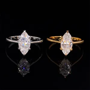 GRA Zertifiziert Marquise Schliff Moissanit Ring 925 Sterlingsilber Verlobungsring Hochzeitsschmuck Für Damen