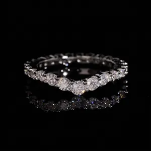 S925 Sterling Silver Moissanite Ring Unisex Eternity Band Chevron Ring D Color VVS1 With GRA Certificate Fashion Jewelry