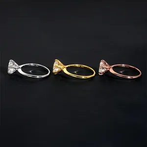 Anelli solitari in argento S925 moissanite 3ct con montatura a 6 griffe in tre colori