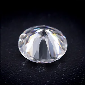 Close-up view of a brilliant G-color moissanite stone with intense fire.