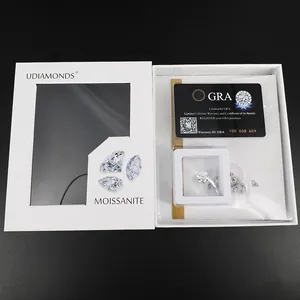 D color moissanite gemstone with authentic GRA certificate and premium branded white packaging