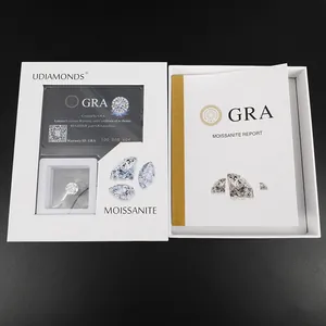 Premium D-color white moissanite loose stone with GRA certificate and black warranty card