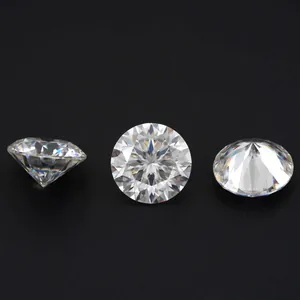 Piedras sueltas de moissanita talla brillante redonda profesional en tres vistas distintas