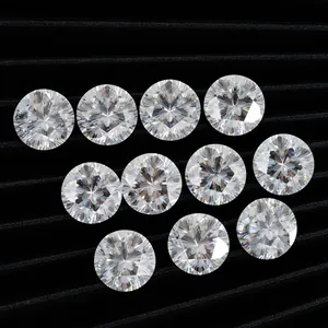 High-quality round Sakura cut moissanite loose gemstones on a black background