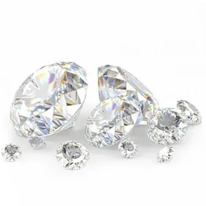 Super white D color round brilliant cut moissanite loose stones on white background