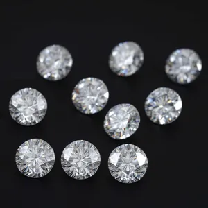 Sparkling round cherry blossom cut loose moissanite gemstones displayed on black background