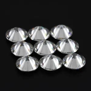 Group of nine loose round Sakura cut moissanite gemstones with brilliant fire and sparkle