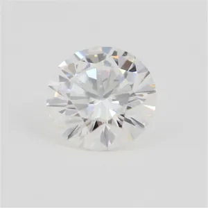 Detailed macro view of a brilliant round-cut colorless moissanite loose gemstone