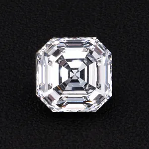 Diamante lab taglio Asscher colore D pietra sciolta sfaccettature brillanti nero.