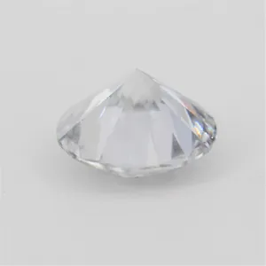Close-up of a brilliant round cut moissanite stone showing precise facets