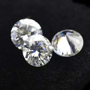 H color round brilliant cut moissanite loose gemstones on black velvet background