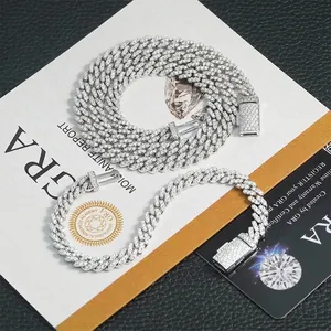 Single Row Moissanite Rhombic Cuban Link Chain For Unisex 925 Sterling Silver Hip Hop Necklaces With GRA Certificate