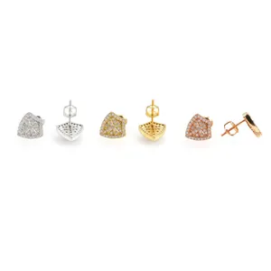 Exquisite S925 silver moissanite shield-shaped stud earrings in silver, gold, and rose gold