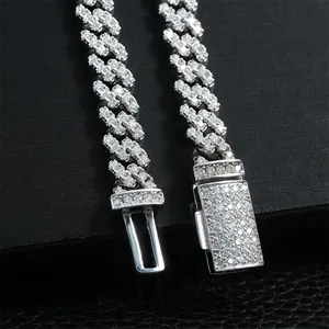 Close-up detail of the 6mm S925 silver Cuban link chain clasp with moissanite