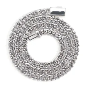 Top view of a 6mm S925 sterling silver Cuban link chain fully set with moissanite stones
