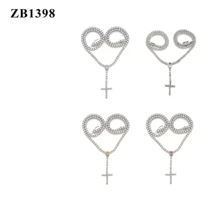 3mm 925 Sterling Silver Moissanite HipHop Cross Tennis Chain Necklace Set for Unisex