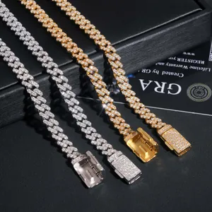 Premium 6mm iced out Cuban link Moissanite chain necklace in gold and silver plating