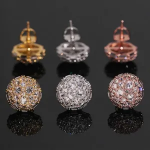 Orecchini a Bottone Hip Hop in Argento Sterling S925 Moissanite Colore D Iced Out Intarsiato Irregolare Certificato GRA per Uomo Donna