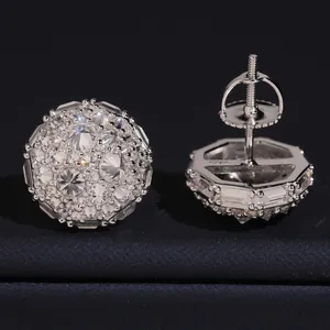 Eleganti orecchini a lobo in argento S925 con moissanite stile hip-hop ghiacciato uomo