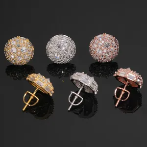 Orecchini a perno hip-hop Moissanite argento S925 in oro, argento e oro rosa lusso