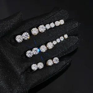 Boucles d'oreilles puces en Moissanite et acier 316 avec serti à quatre griffes pour tous