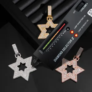 Hip-Hop-Anhänger aus S925-Sterlingsilber mit Moissanit-Stern in Gold und Silber