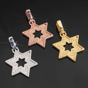 Eisgekühltes S925 Sterlingsilber Moissanit Hexagramm Sternanhänger in drei verschiedenen Farben