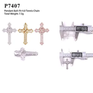 Detailed size measurement of S925 silver iced out Moissanite cross pendant for hip hop style