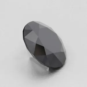 Gros plan macro d'une pierre précieuse de moissanite noire ronde brillante