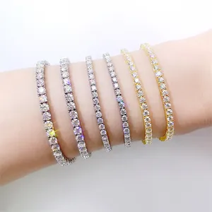 Elegant 925 sterling silver moissanite tennis bracelets for women in various sizes 2-5mm