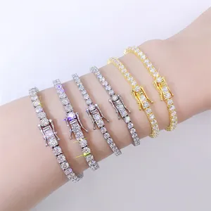 Elegant 925 sterling silver moissanite tennis bracelets in silver and gold finishes