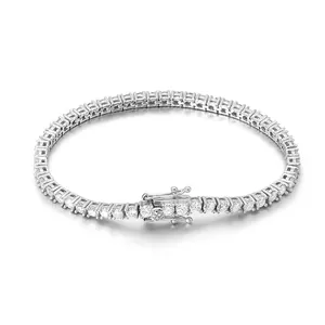 Elegant 925 sterling silver single row moissanite tennis bracelet for women