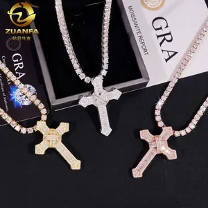 Hip Hop GRA Moissanite Cross Pendant Only 925 Sterling Silver Iced Out Pave Inlaid Men Jewelry Accessory Without Chain