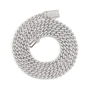 Luxurious 6mm Moissanite S925 Sterling Silver Iced Out Cuban Link Chain Necklace
