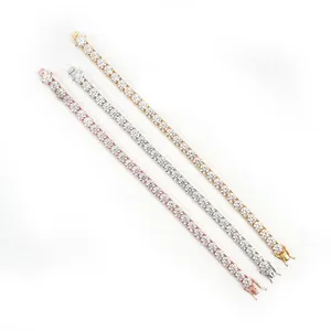 Set of three premium 10mm Moissanite tennis bracelets in gold, silver, and rose gold.