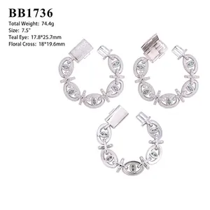 Hip hop S925 silver bracelet with moissanite stones featuring eye and cross charms