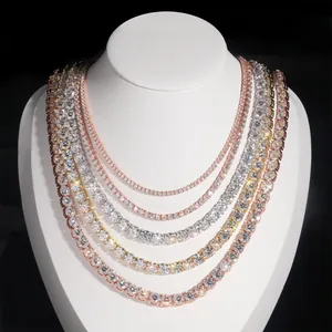 Classic 925 sterling silver moissanite tennis necklace for men in Hip Hop style