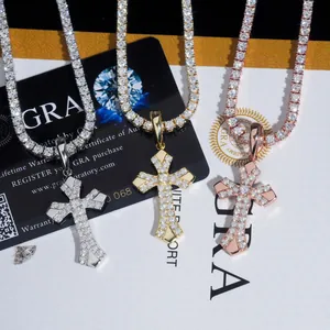 Ciondoli a croce in Moissanite hip hop argento, oro e oro rosa con certificati GRA