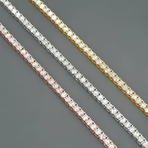 Detailansicht von 3mm Moissanit-Tennisarmbändern in Gold, Silber und Roségold