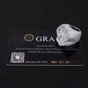 Iced out 925 sterling silver moissanite ring featuring an Africa map shape with GRA card