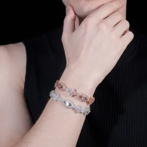 Hiphop 925 Sterling Zilver Moissaniet Boze Oog Kruis Armband Iced Out Volledig Strass Ketting Hiphop Sieraden GRA