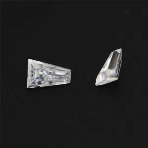 Macro view of D-F color tapered baguette cut loose Moissanite gemstones for jewelry making