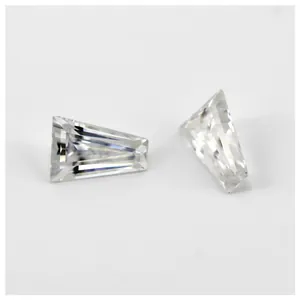 Two high-quality tapered baguette-cut DF color moissanite loose gemstones for jewelry