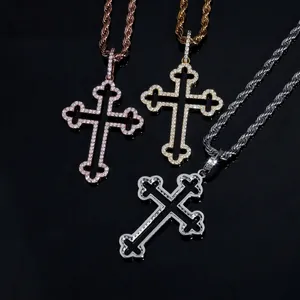 S925 Sterling Silber Moissanit Kreuz Anhänger Halskette Für Herren Hip Hop Iced Out Schmuck Mit GRA Zertifikat