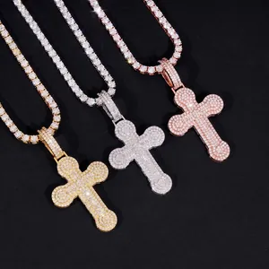 S925 Sterling Silber Moissanit Kreuz Anhänger Für Herren Damen Hiphop Eingelegter Schmuck Mit GRA Zertifikat Passt Zu Tenniskette