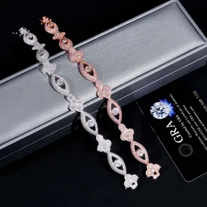 925 zilveren hiphop-armbanden met moissanite stenen en oog- en kruisvormige bedels