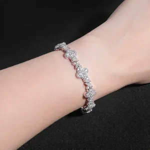 Bracelet à Maillons en Argent Sterling 925 Avec Croix en Moissanite Hip Hop Bijoux Avec Certificat GRA