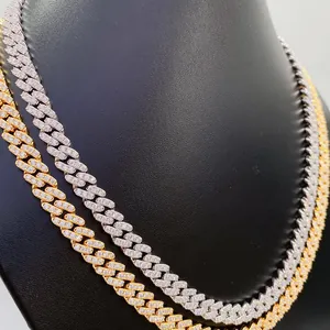 Elegante collana cubana da 8mm con pavé di Moissanite in argento S925 stile hip hop